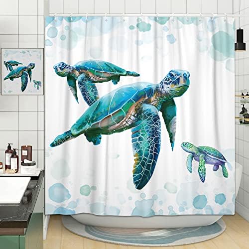Coastal Fun - Seascape Turtle Shower Curtain Set