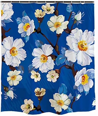 White Narcissus Blue - 71 Shower Curtain Set