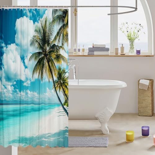 7jeloiu Kids Blue Ocean Bath Curtain 72x78 - Hawaiian Summer Gift for Kids