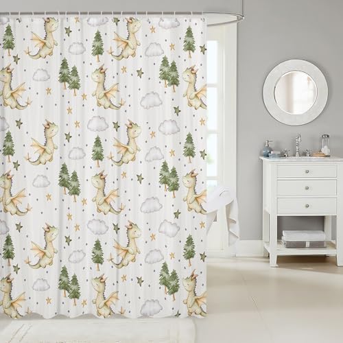 Manfei Cute Dragon Animal Wings Shower Curtain