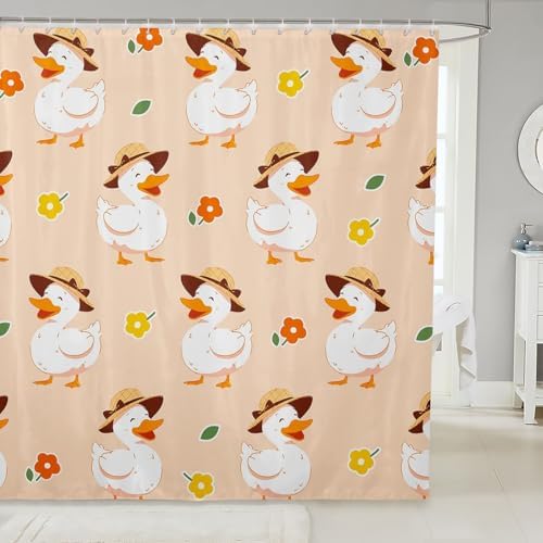 Adorable Cartoon Duck Shower Curtain Set