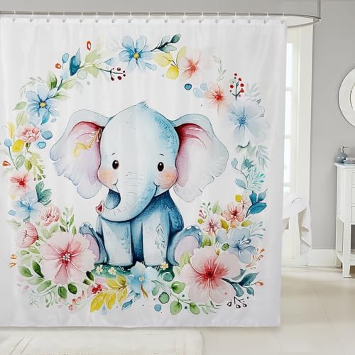 Machine Washable Waterproof shower curtain with Animal Print