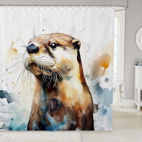 Feelyou Brown Otter Bathroom Shower Curtain Set
