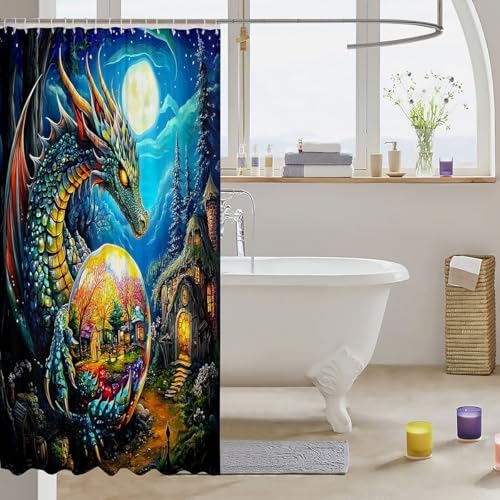 Feelyou Dragon Bath Curtain Set for Kids