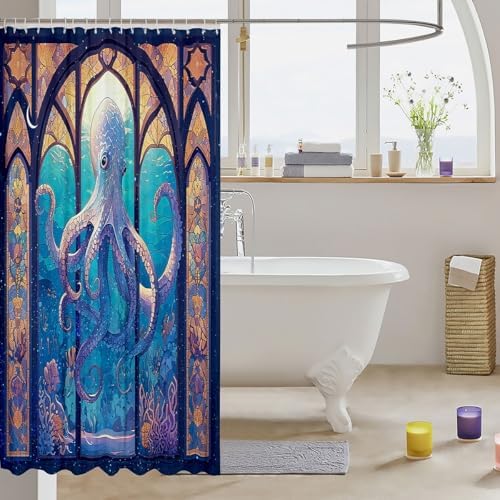 Feelyou Octopus Bath Curtain Waterproof Stylish for Kids and Adults