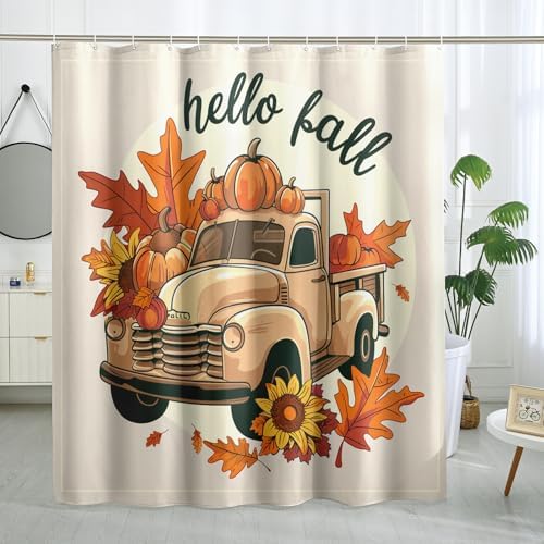 Fall Kawaii Autumn shower curtain set 72x72 with unique design