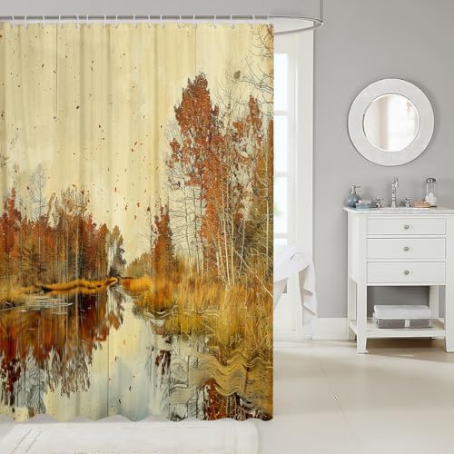Feelyou Autumn Scenery Bath Curtain Set 72x72 for Home Bathroom