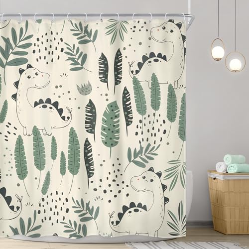 Kids Funny Dinosaur Bathroom Curtain Set 72x72