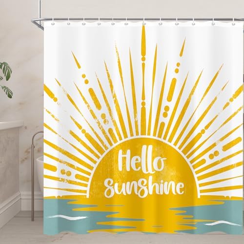 70s Yellow Sun Shower Curtain Set 72X72