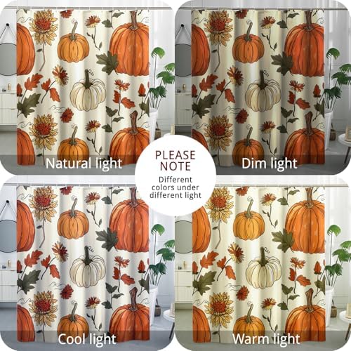 Autumn shower curtain set by TPHIHT 72X78 12 plastic hooks pumpkins design