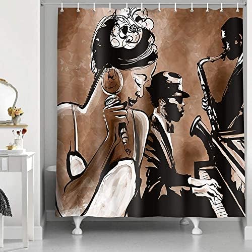 NYMB Fresh Powerful African Woman Jazz Shower Curtain Set