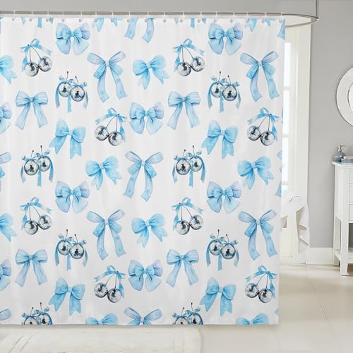 Feelyou Kids Blue Bowknot Shower Curtain Set