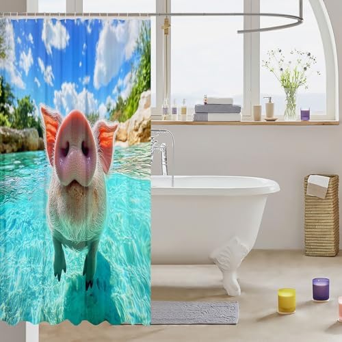 J e j e l o i u Cute Pig Shower Curtain