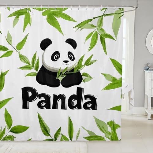 Feelyou Panda Shower Curtain Set 72x72 Cute Kids Bathroom Accessory