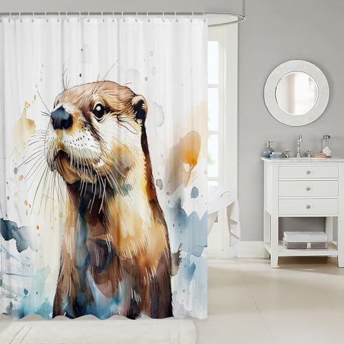 Feelyou Brown Otter Bathroom Shower Curtain Set