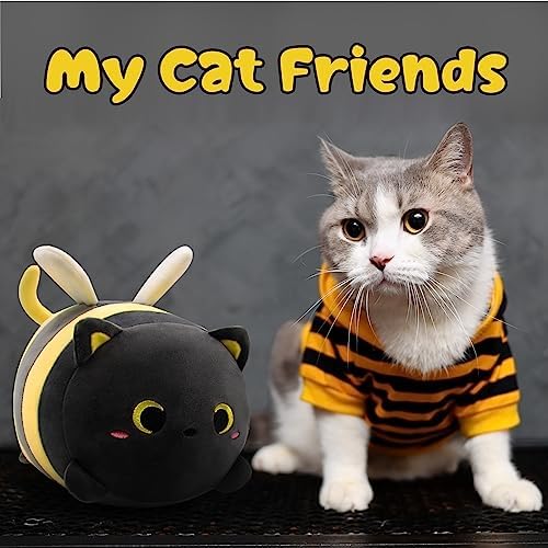 Black Cat Bee Plush Pillow