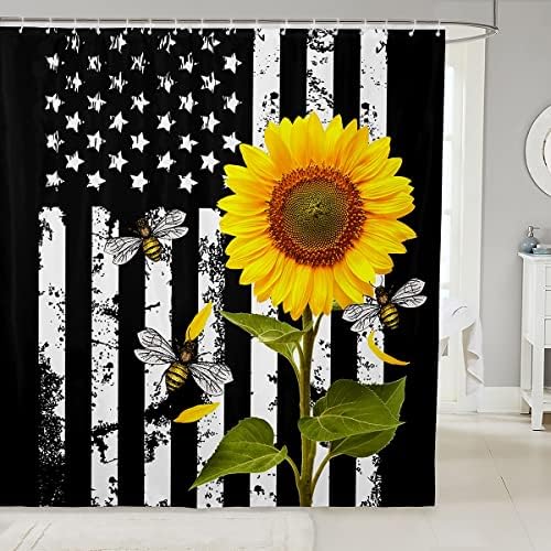 Manfei American Flag Patriotic Kids Shower Curtains