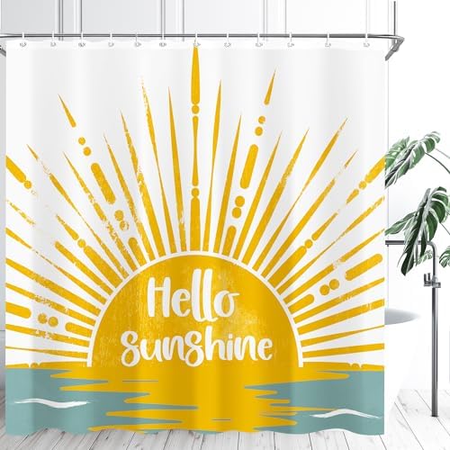 70s Yellow Sun Shower Curtain Set 72X72