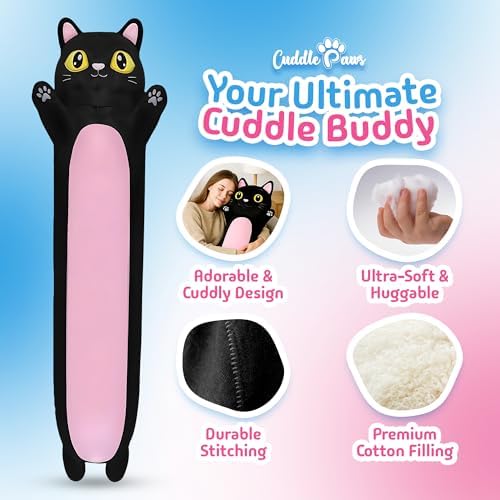 Adjustable Stuffed Cat Plush Pillow for Kids Adults Soft Comfort Design