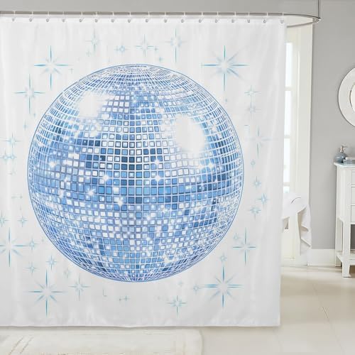 Girls disco mirror ball 72x84 shower curtain Fun stylish for all