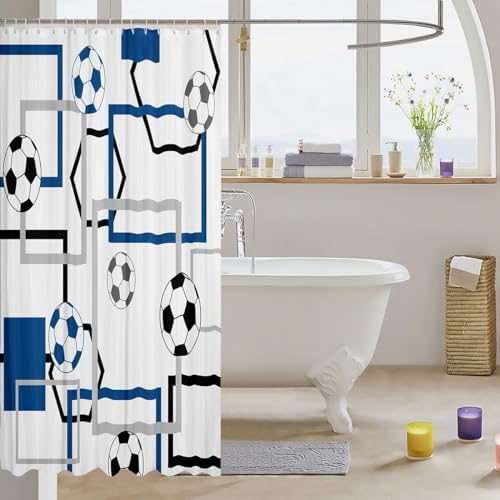 Manfei Soccer Game Kids Shower Curtain Set