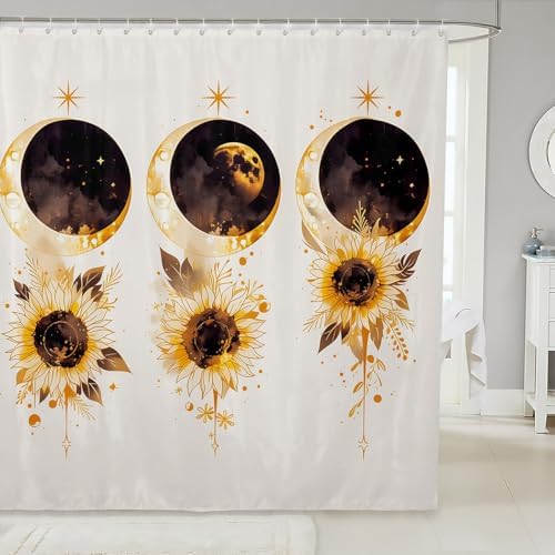 Feelyou Sun and Moon Bath Curtain 72x72 Boho