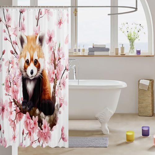 Manfei Red Panda Kawaii Bath Curtain Cute Washable shower curtain
