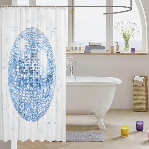 Girls disco mirror ball 72x84 shower curtain Fun stylish for all