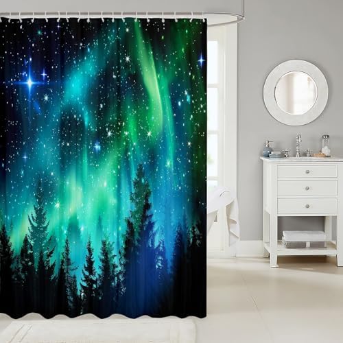 Feelyou Aurora Bath Curtain Polar Lights Kids Fun Bath Shower Curtain