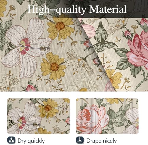 Coxila Pink Floral Shower Curtain Set