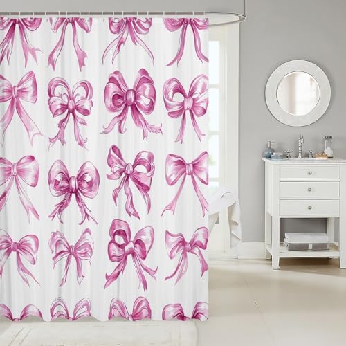 zejjeloiu Pink Bowknot Shower Curtain