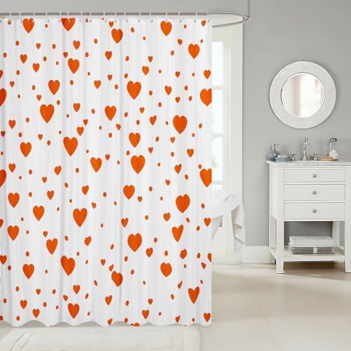 Feelyou Cute Love Hearts Bathroom Shower Curtain Set - 72x72