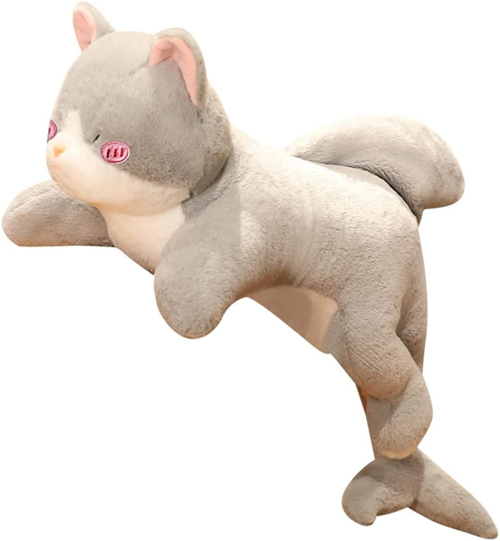 Hofun4U Cat Plush Pillow with Shark Tail - Soft Cuddly