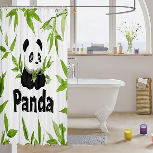 Feelyou Panda Shower Curtain Set 72x72 Cute Kids Bathroom Accessory