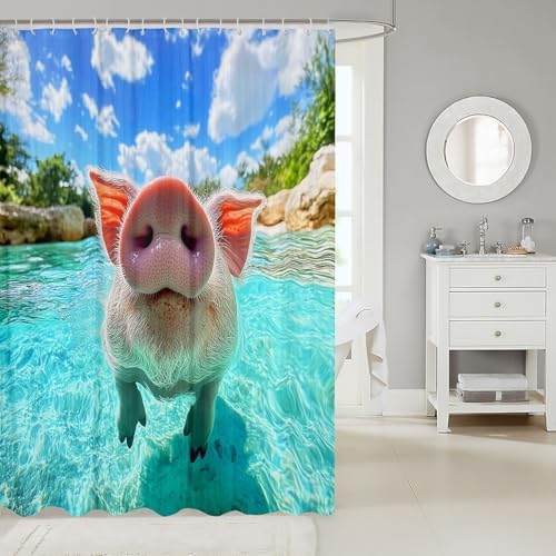 J e j e l o i u Cute Pig Shower Curtain