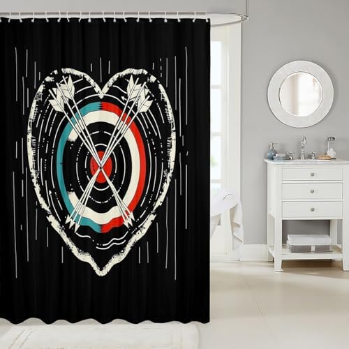 Erbeth ladies fun kids archery theme waterproof shower curtain with hooks