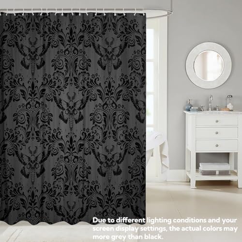 Feelyou Adults Dark Olive Green Gothic Shower Curtain Victorian Bathroom Set 72x78