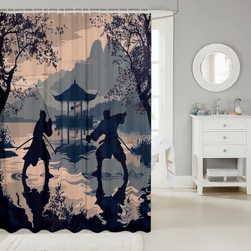 Feelyou Japanese Samurai Bath Curtain Set