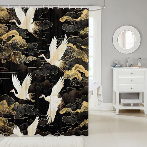 Feelyou Japanese Crane Bath Curtain for Kids