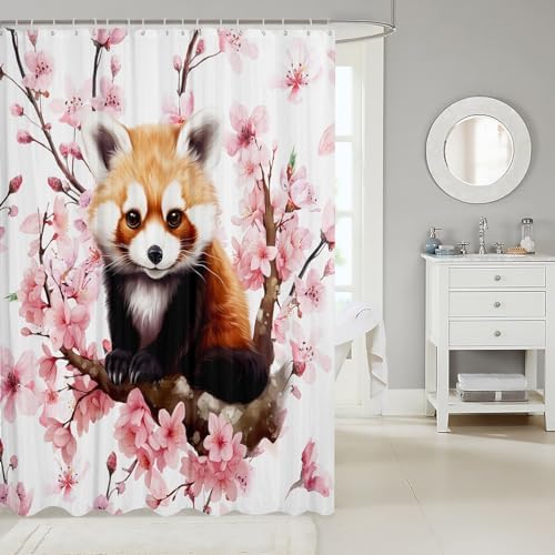 Manfei Red Panda Kawaii Bath Curtain Cute Washable shower curtain