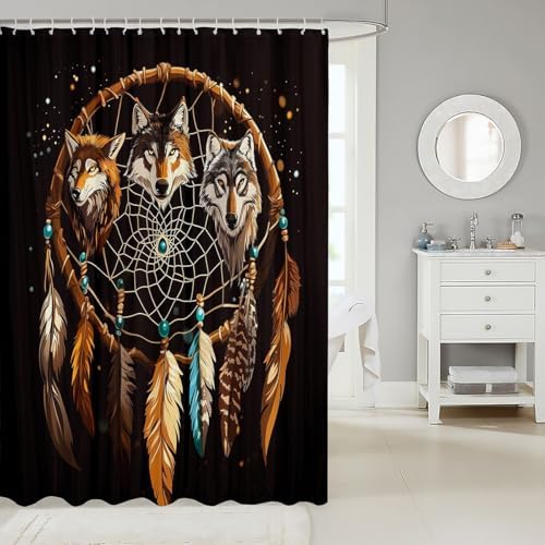 Feelyou Wolves Howling Shower Curtain Set 72x72
