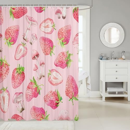 Feelyou Kids Pink Strawberry Bath Curtain
