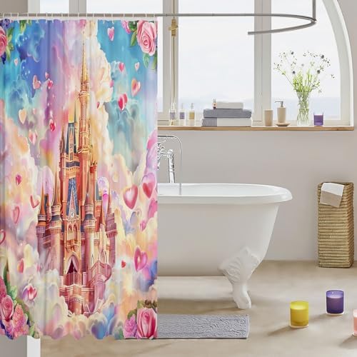 Manfei Cartoon Castle Girly Shower Curtain Set