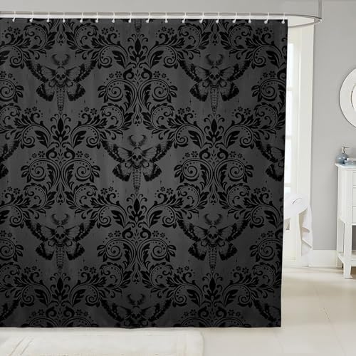 Feelyou Adults Dark Olive Green Gothic Shower Curtain Victorian Bathroom Set 72x78