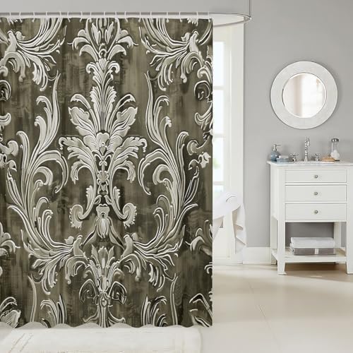 Exquisite 72x84 Damask Green Damask Shower Curtain