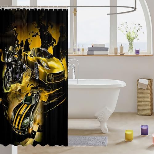 Feelyou Racing Car Bath Shower Curtain Extreme Sports