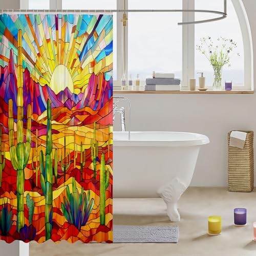 Manfei tropical cactus shower curtains