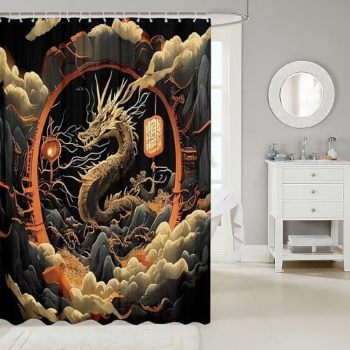 Feelyou Cartoon Dragon Bath Curtain 72x78 - Personalized for Kids