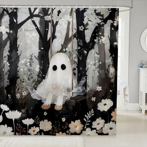 Halloween Ghost Bathroom Curtains for Kids Sip