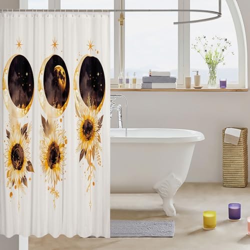 Feelyou Sun and Moon Bath Curtain 72x72 Boho